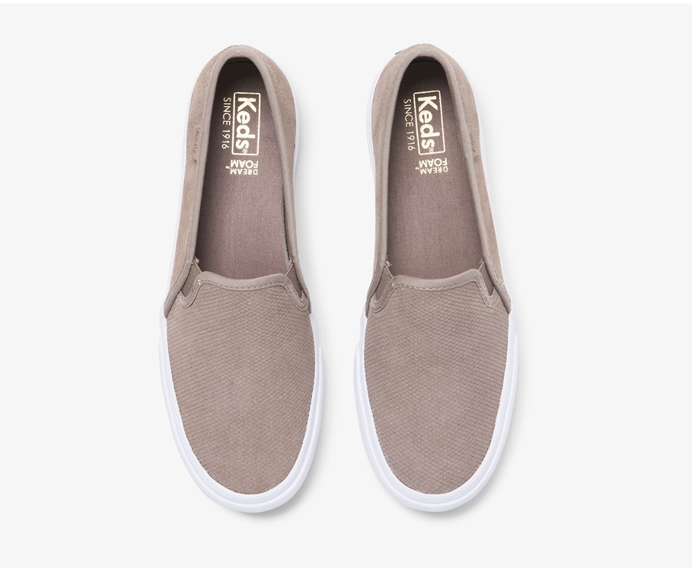 Keds Slip Ons Damen Grau - Double Decker Suede - NYW-708614